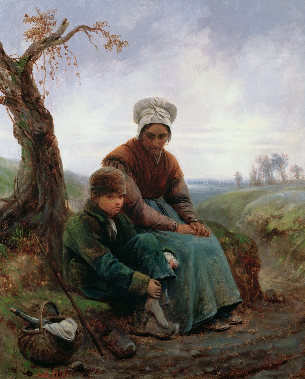 Rolnice a chlapec, 1846 od Adolphe Felix Cals