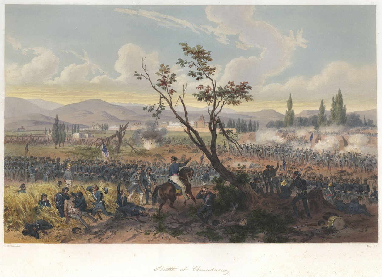 Bitva o Churubusco (20. srpna 1847) v mexicko-americké válce od Adolphe Jean Baptiste Bayot