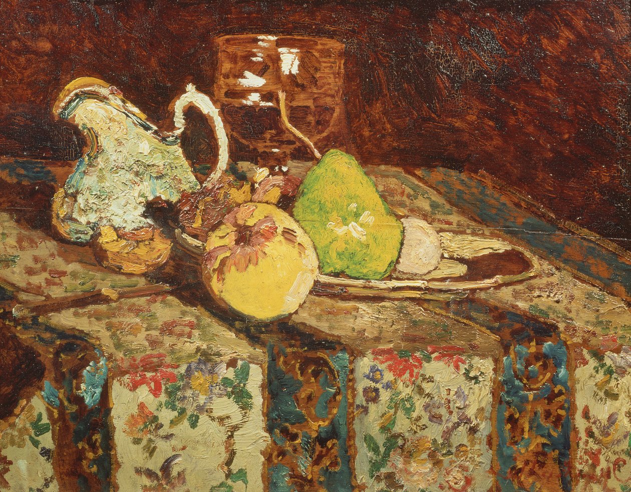 Zátiší s bílým džbánem, cca 1878-80 (panel) od Adolphe Joseph Thomas Monticelli