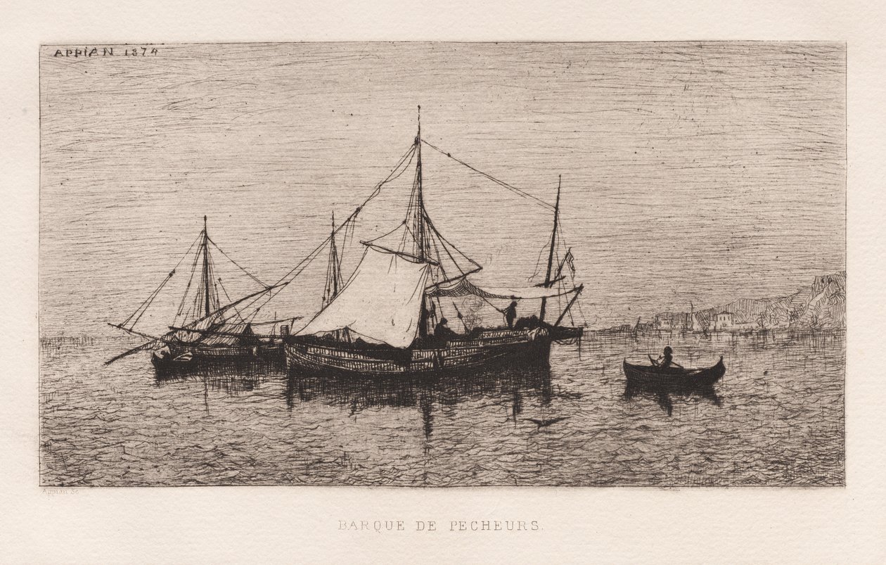 Rybářský člunPobřežní lodní člun Italské pobřeží..., 1874. od Adolphe Appian