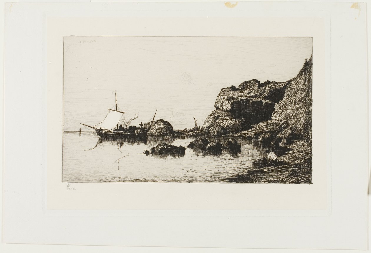 Rybářské plavidlo poblíž útesů v Collioure od Adolphe Appian