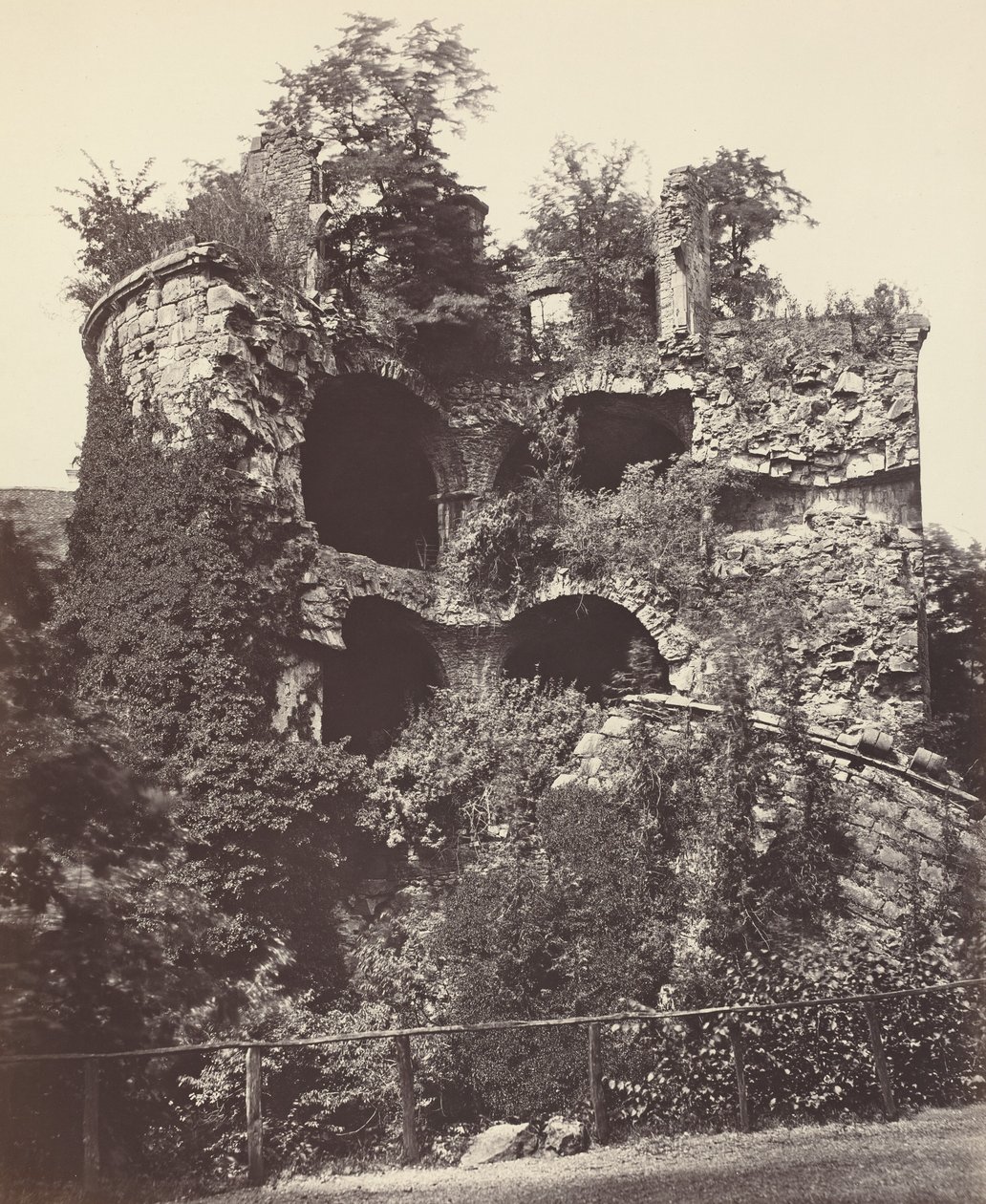The Exploded Tower, Heidelberg Castle, c. 1865. od Adolphe Braun
