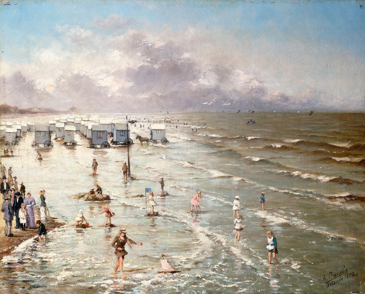 Pláž v Ostende, 1892 od Adolphe Jacobs