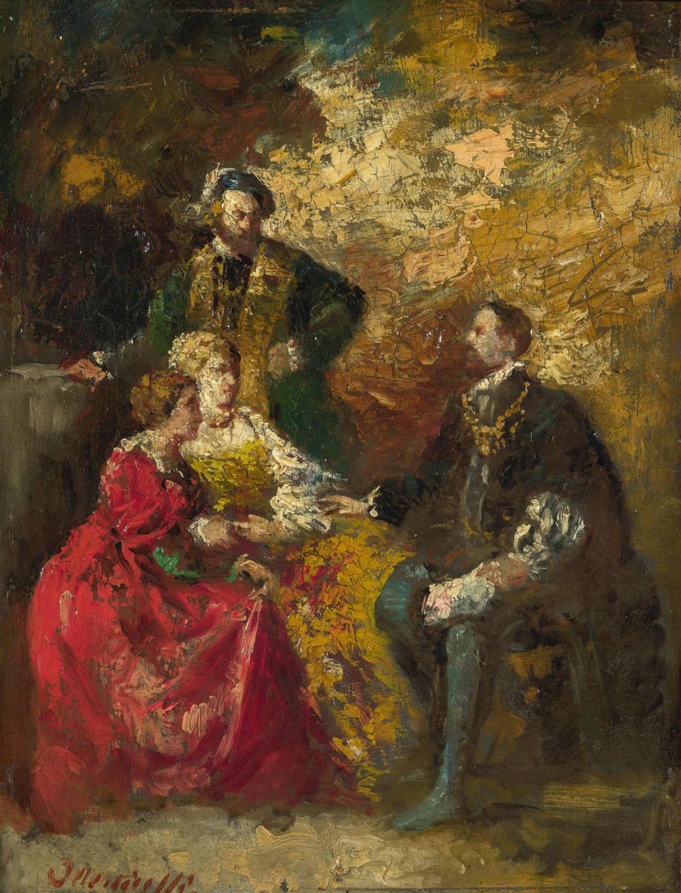 Kus konverzace, c. 1880 od Adolphe Joseph Thomas Monticelli