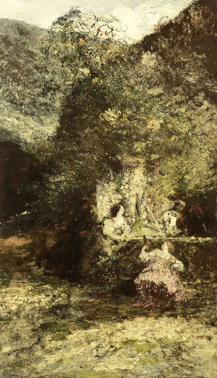 Postavy poblíž fontány od Adolphe Joseph Thomas Monticelli