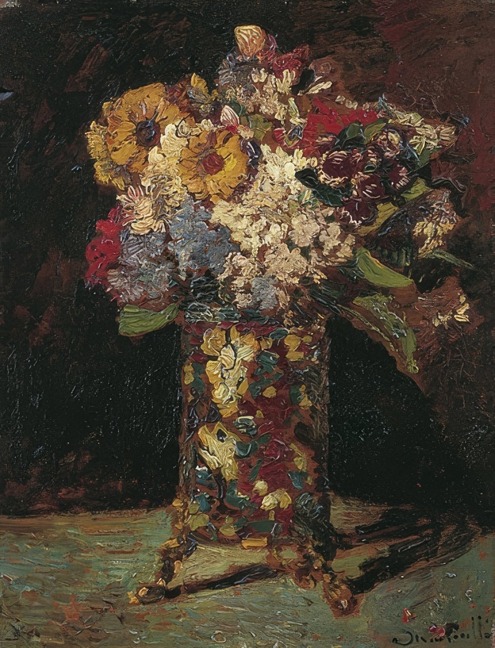 Zátiší s květinami. 1875 od Adolphe Joseph Thomas Monticelli