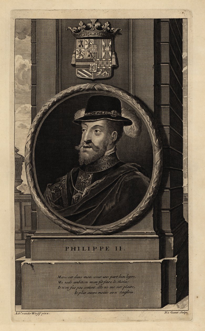 Filip II (1527-1598) (rytina) od Adriaan van der (after) Werff