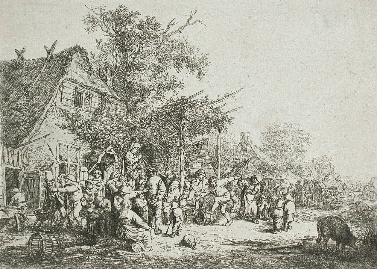 Vesnický festival pod mřížemi od Adriaen Jansz. van Ostade