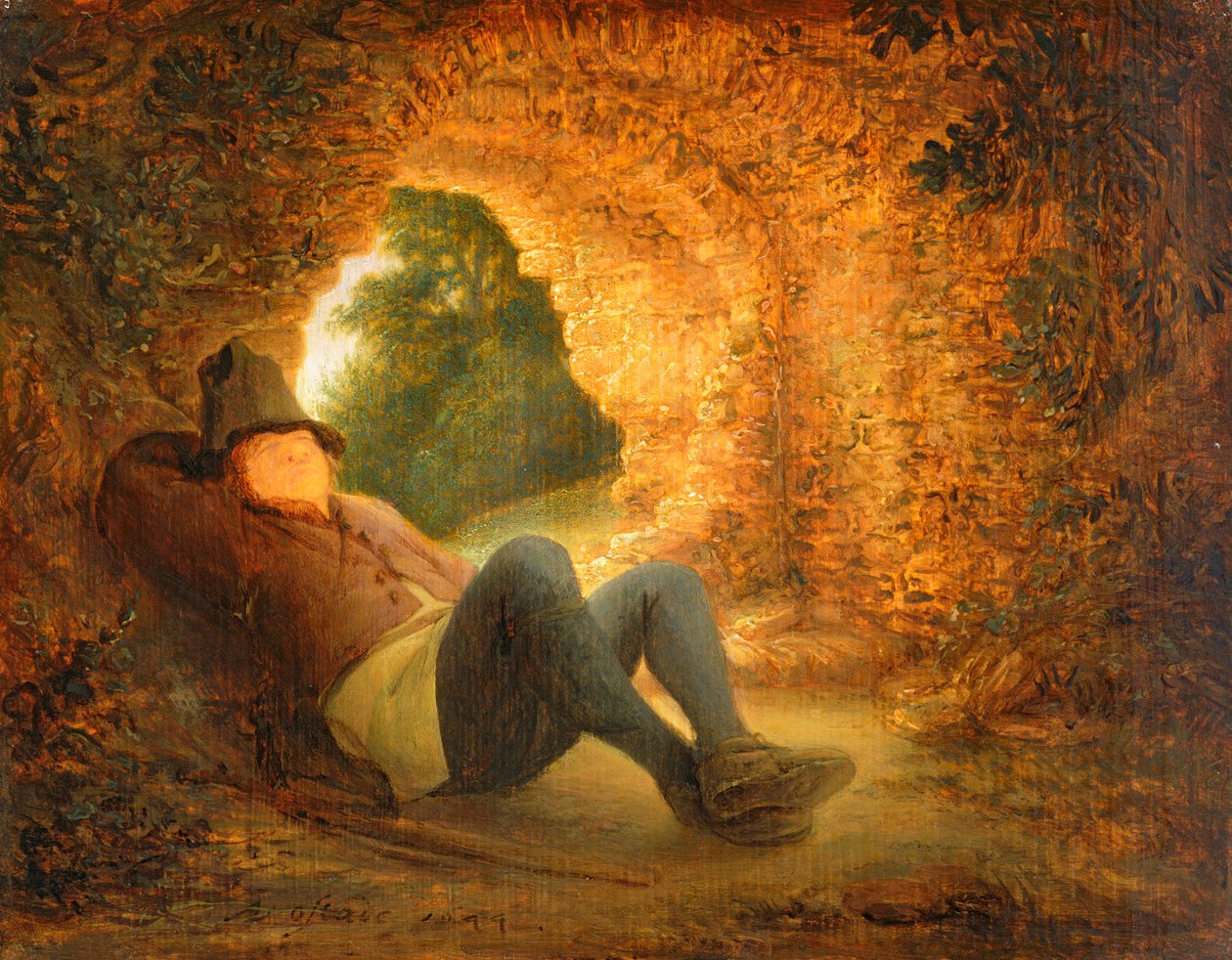 Sedlák spí ve zničeném trezoru, 1644 (panel) od Adriaen Jansz. van Ostade