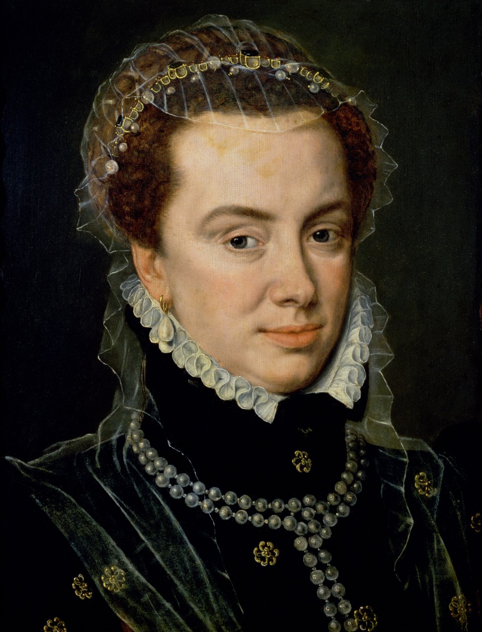 Markéta Parmská (1522-86), regentka Nizozemska, nemanželská dcera císaře Karla V. (1500-58), konec 16. století (panel) od Adriaen Thomasz Key