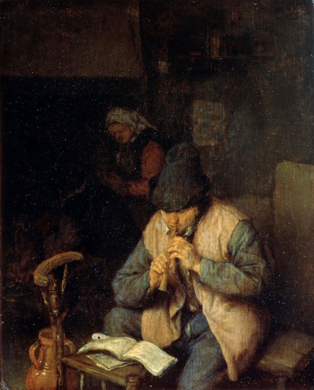 Flétnista, c1660 od Adriaen Jansz. van Ostade