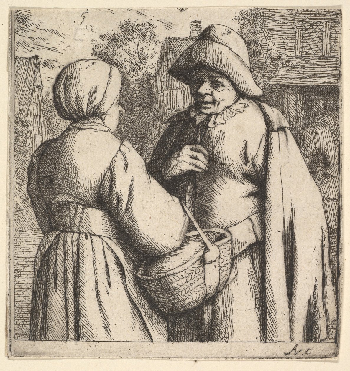Rozhovor na ulici, 1610-85. od Adriaen Jansz. van Ostade