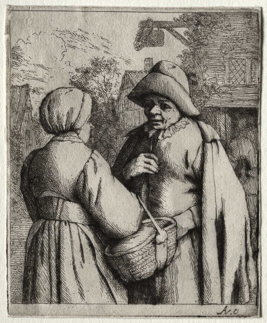 Muž a žena konverzují. od Adriaen Jansz. van Ostade