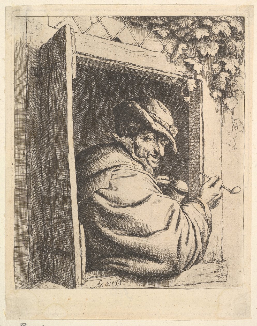 Kuřák u okna, 1610-85. od Adriaen Jansz. van Ostade