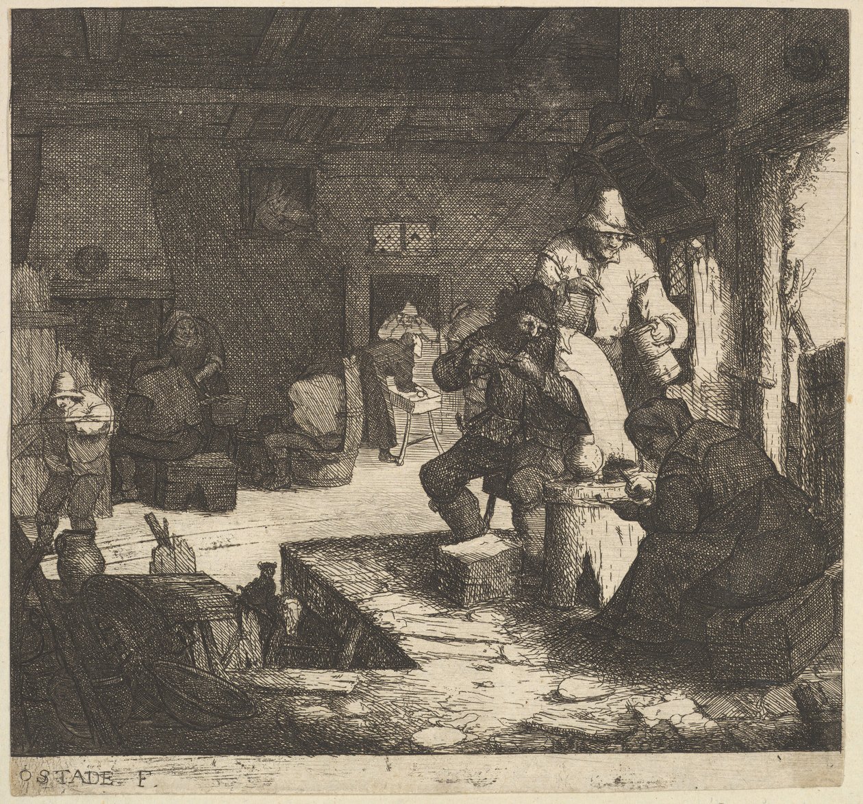 Kuřáci v hostinci, 1610-85. od Adriaen Jansz. van Ostade