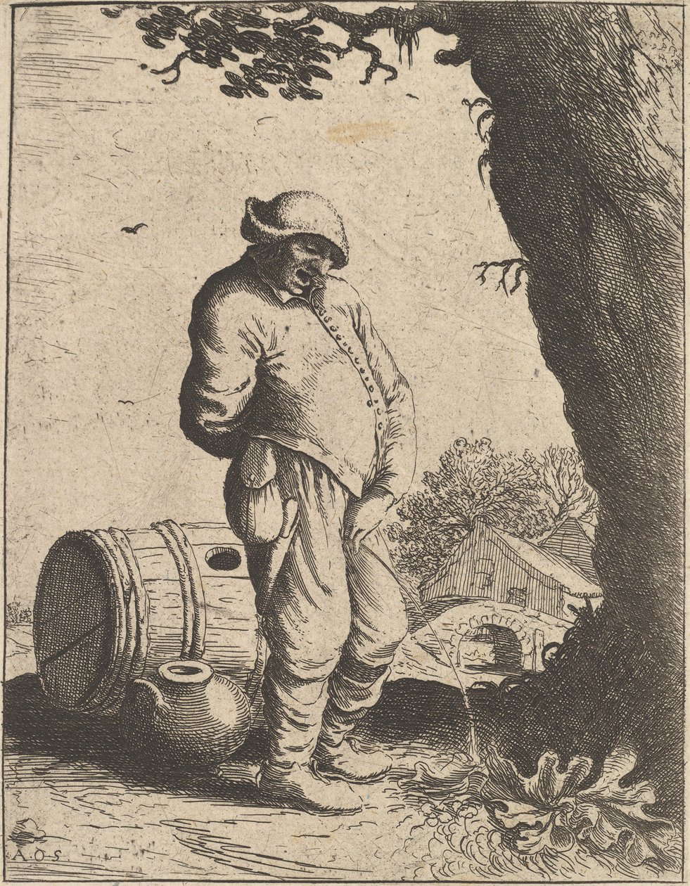 Čurající muž, 1610-85. od Adriaen Jansz. van Ostade