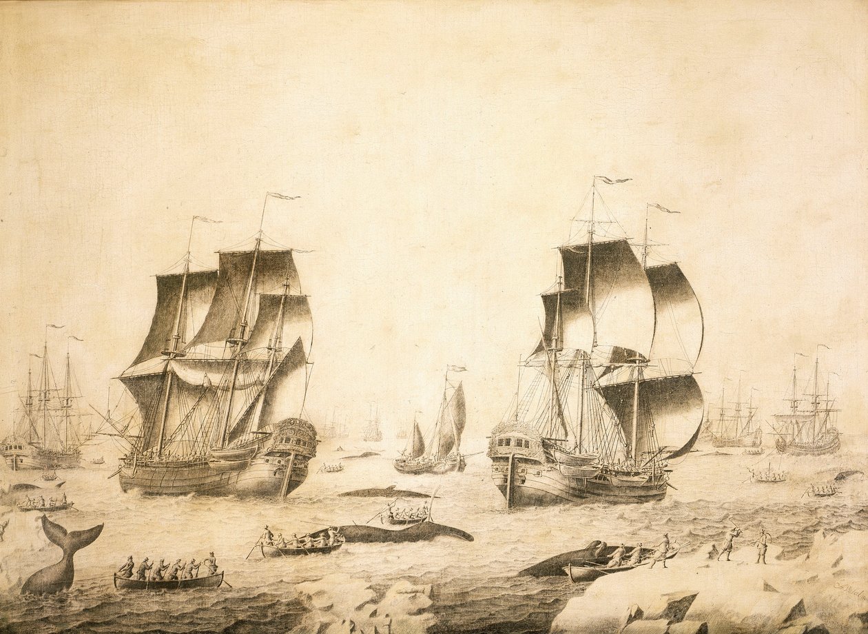 Velrybáři v ledu od Adriaen or Abraham Salm
