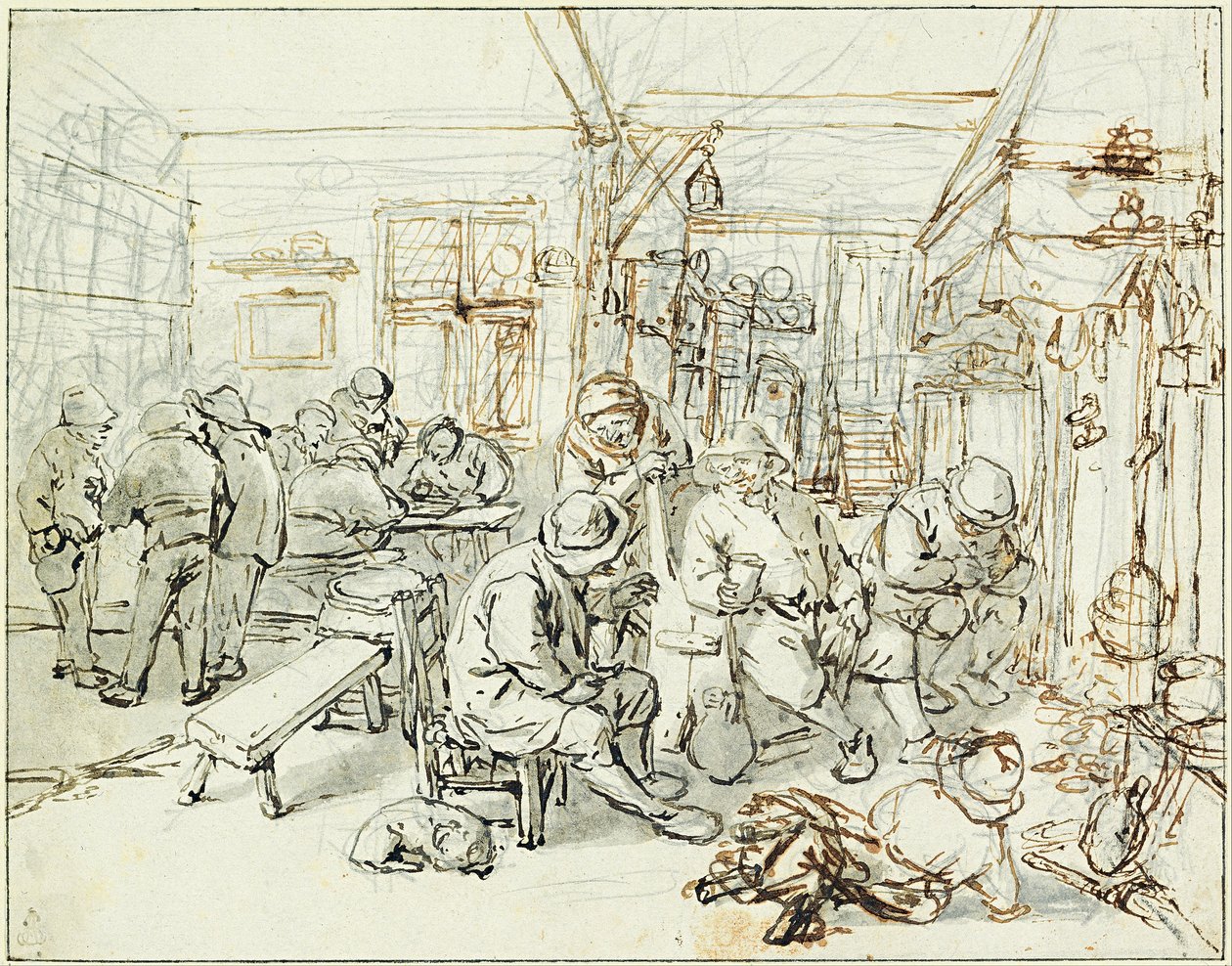 Společnost rolníků v krčmě od Adriaen van Ostade