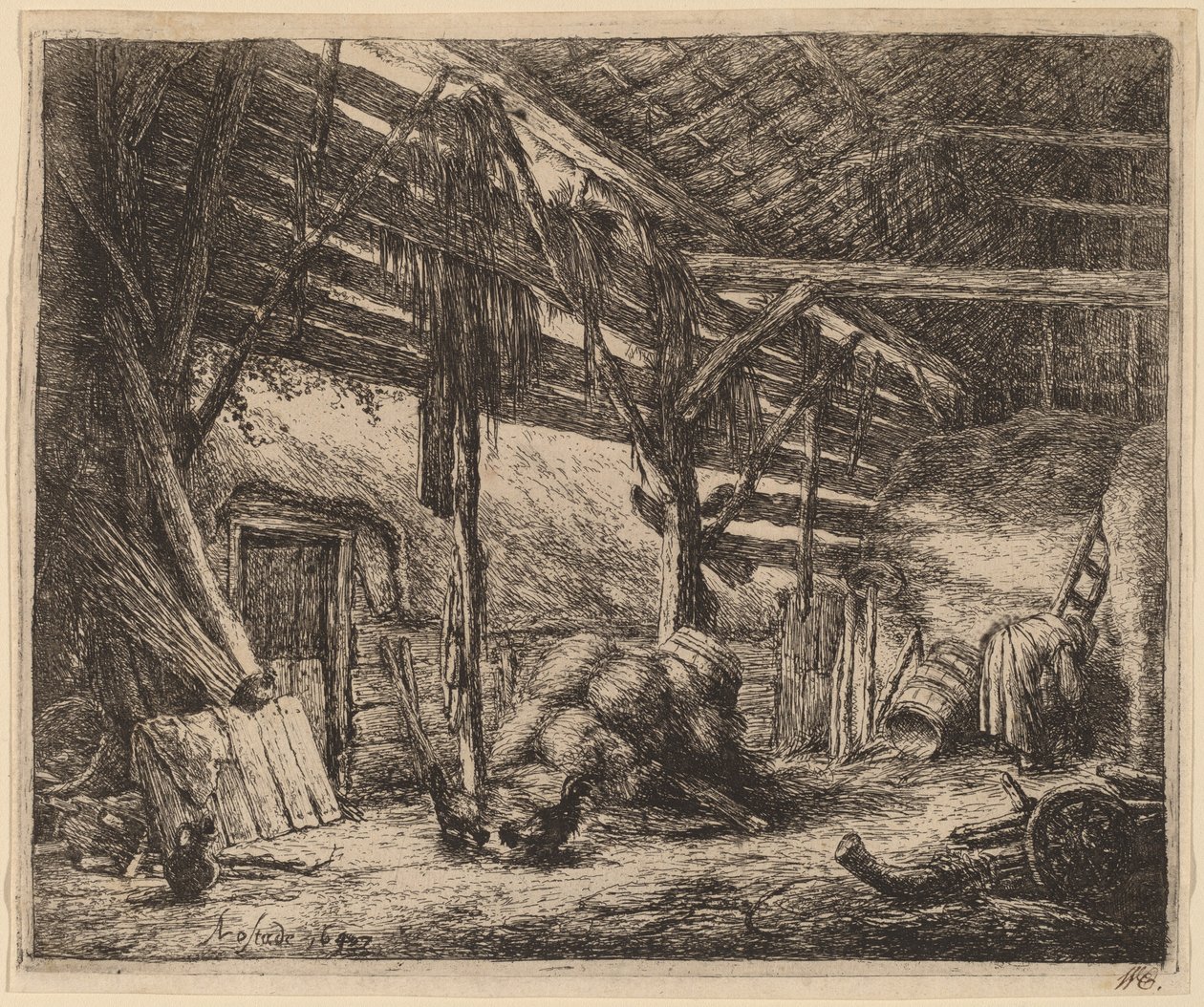 Interiér stodoly od Adriaen van Ostade
