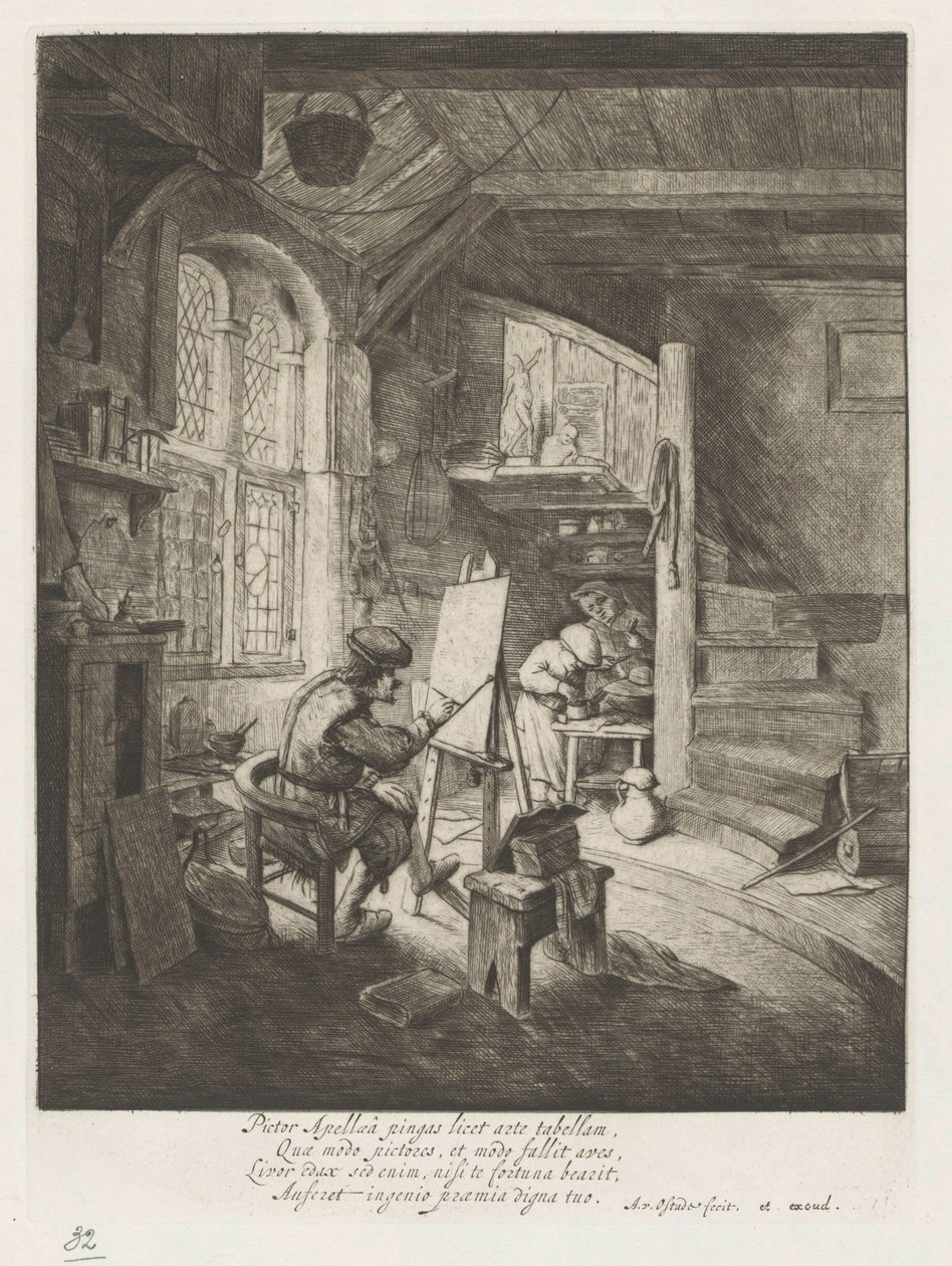 Malíř ve svém ateliéru od Adriaen van Ostade