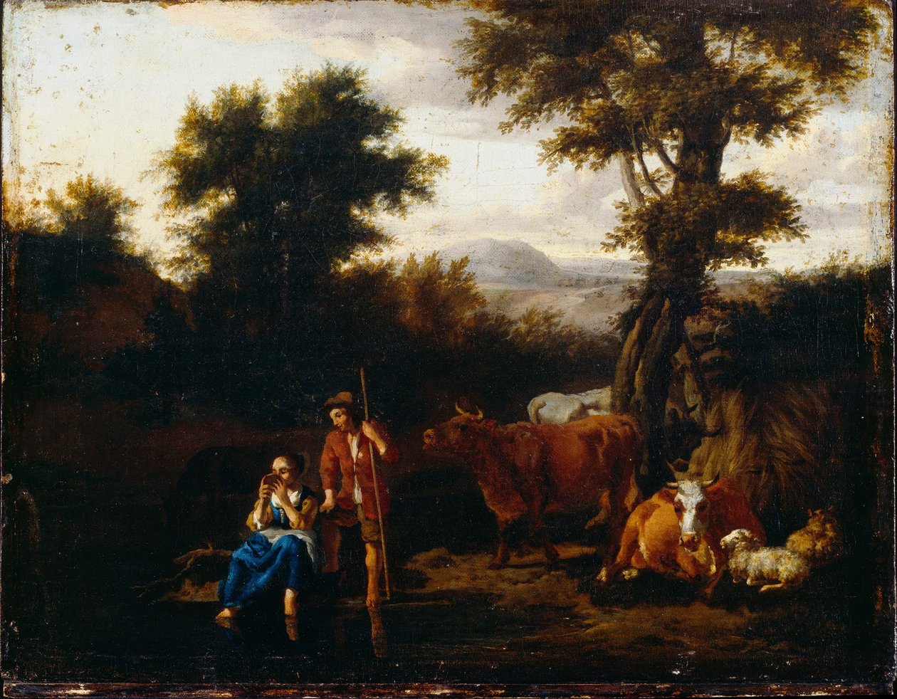 Rolníci a dobytek od Adriaen van de Velde
