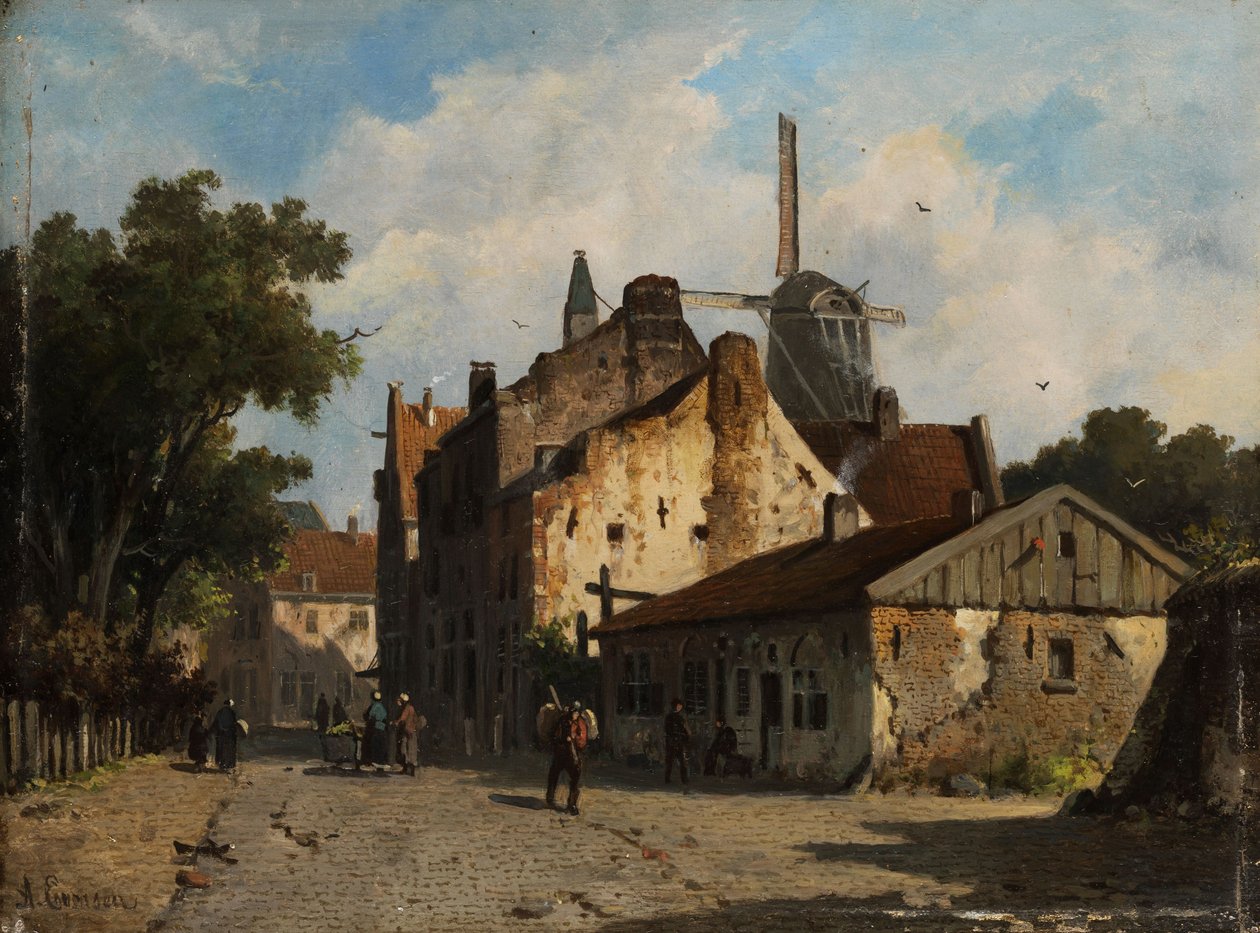 Pohled v holandské předměstské ulici. od Adrianus Eversen