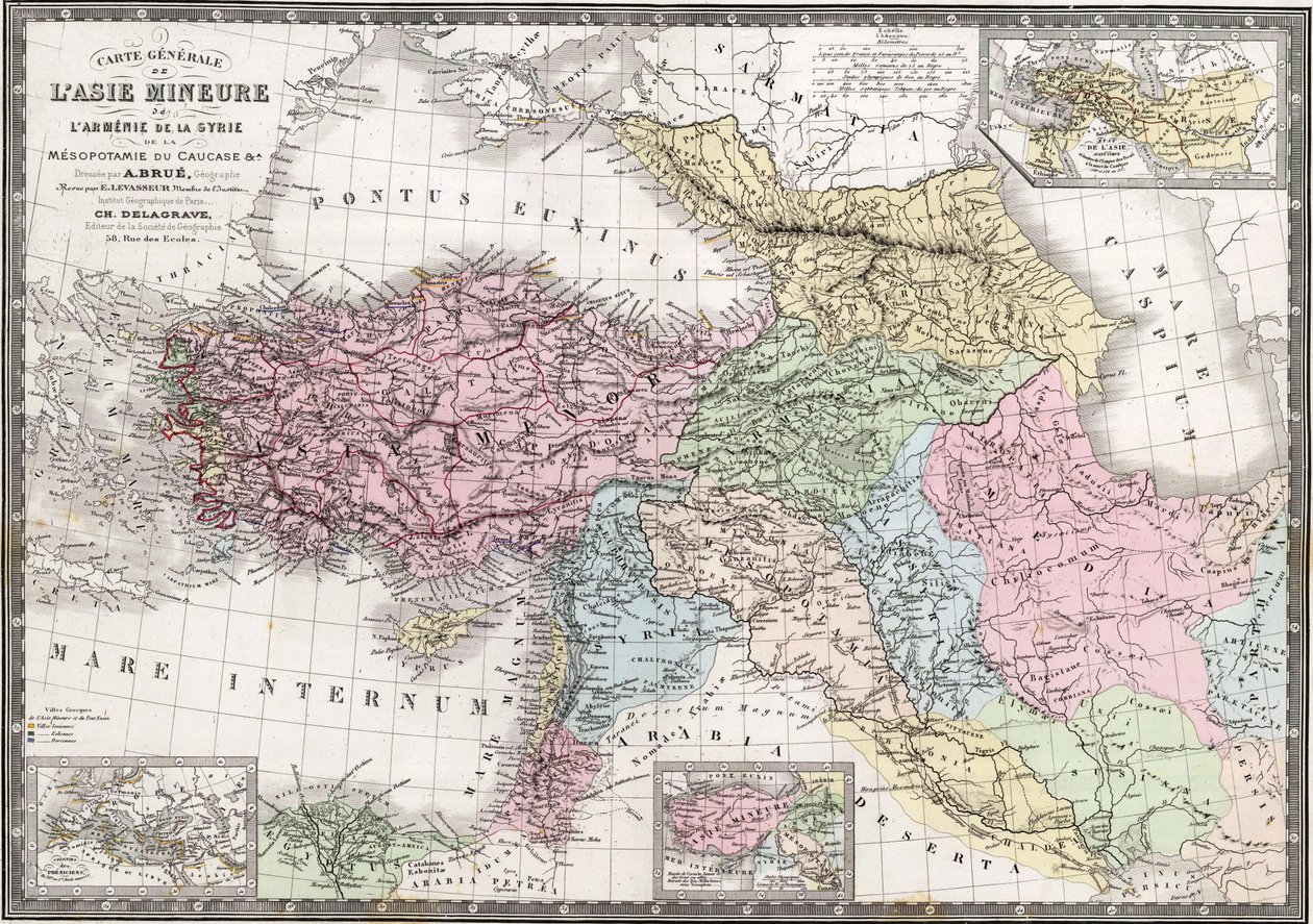 Obecná mapa Malé Asie, Arménie, Sýrie, Mezopotámie, Kavkazu a A. od Adrien Hubert Brué