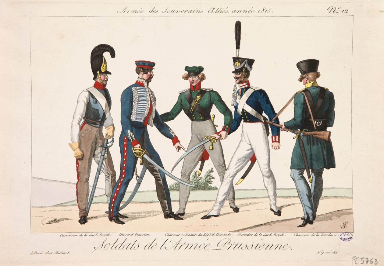 Vojáci pruské armády, armáda spojeneckých panovníků, 1815 od Adrien Pierre Francois Godefroy