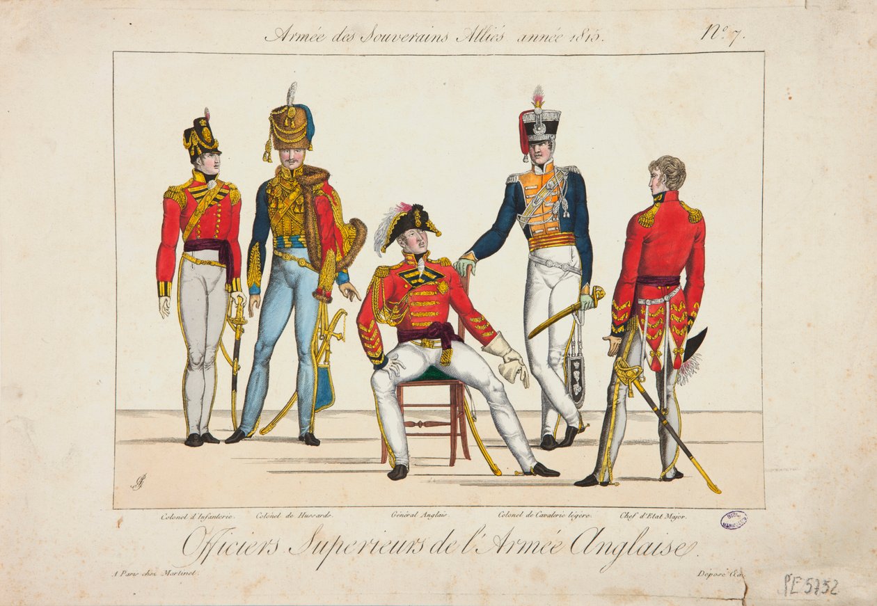 Vyšší důstojníci anglické armády, Armáda spojeneckých panovníků, 1815 od Adrien Pierre Francois Godefroy