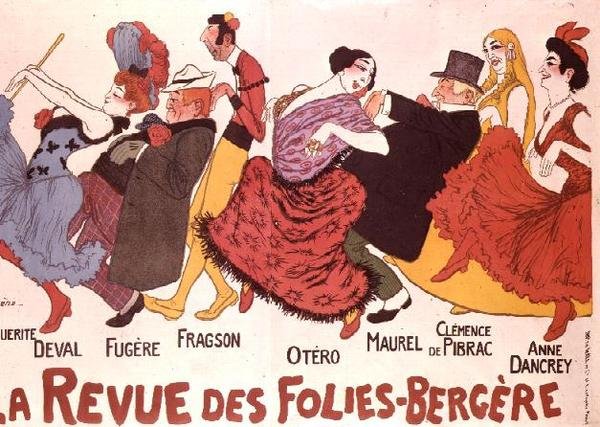 La Revue des Folies-Bergere (barevné lito) od Adrien Barrere