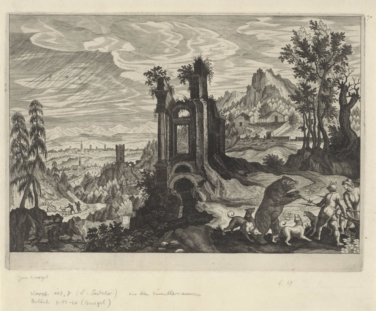 Krajina s lovem medvědů od Aegidius Sadeler (II) (rejected attribution)