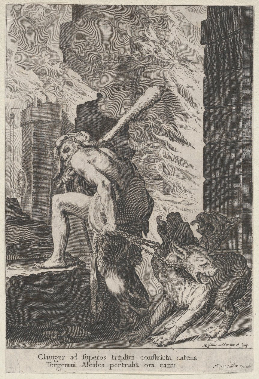 Herkules a Cerberus, 1586-1629. od Aegidius Sadeler II