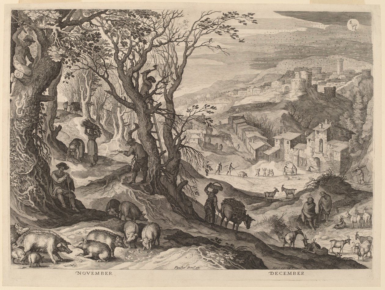 listopad a prosinec od Aegidius Sadeler II after Paul Bril