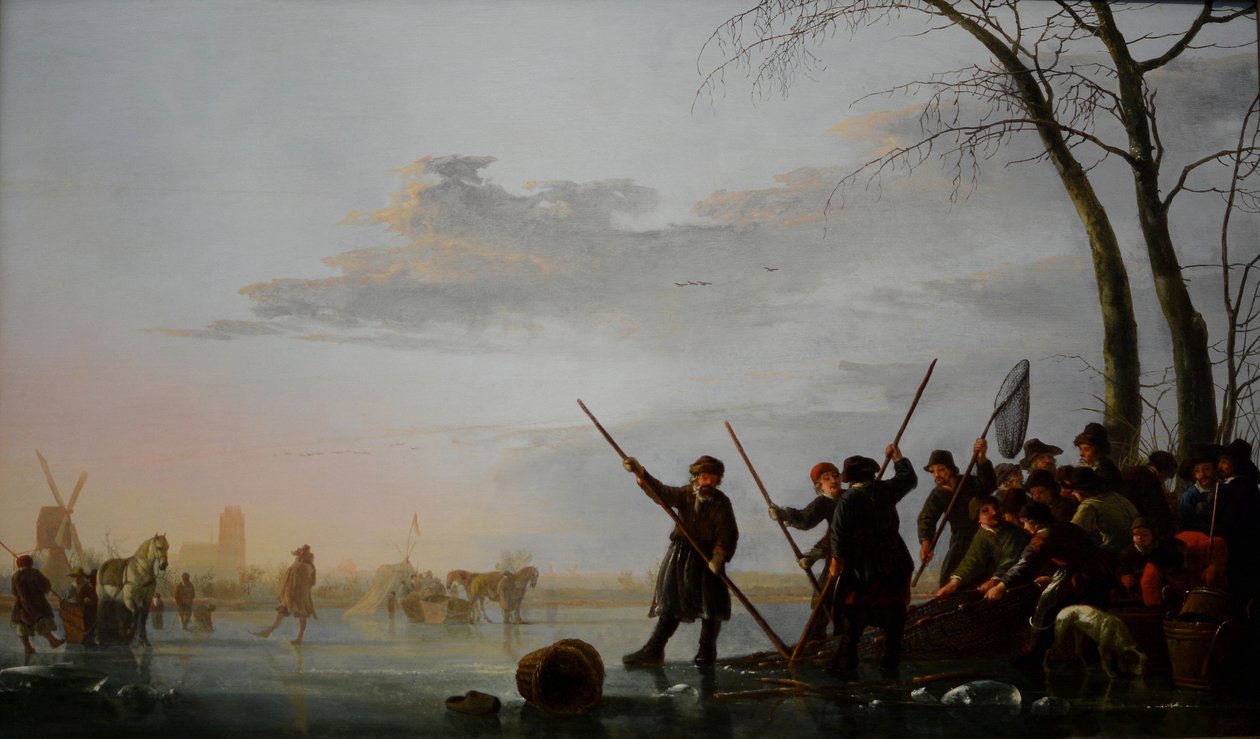 Rybaření pod ledem od Aelbert Cuyp