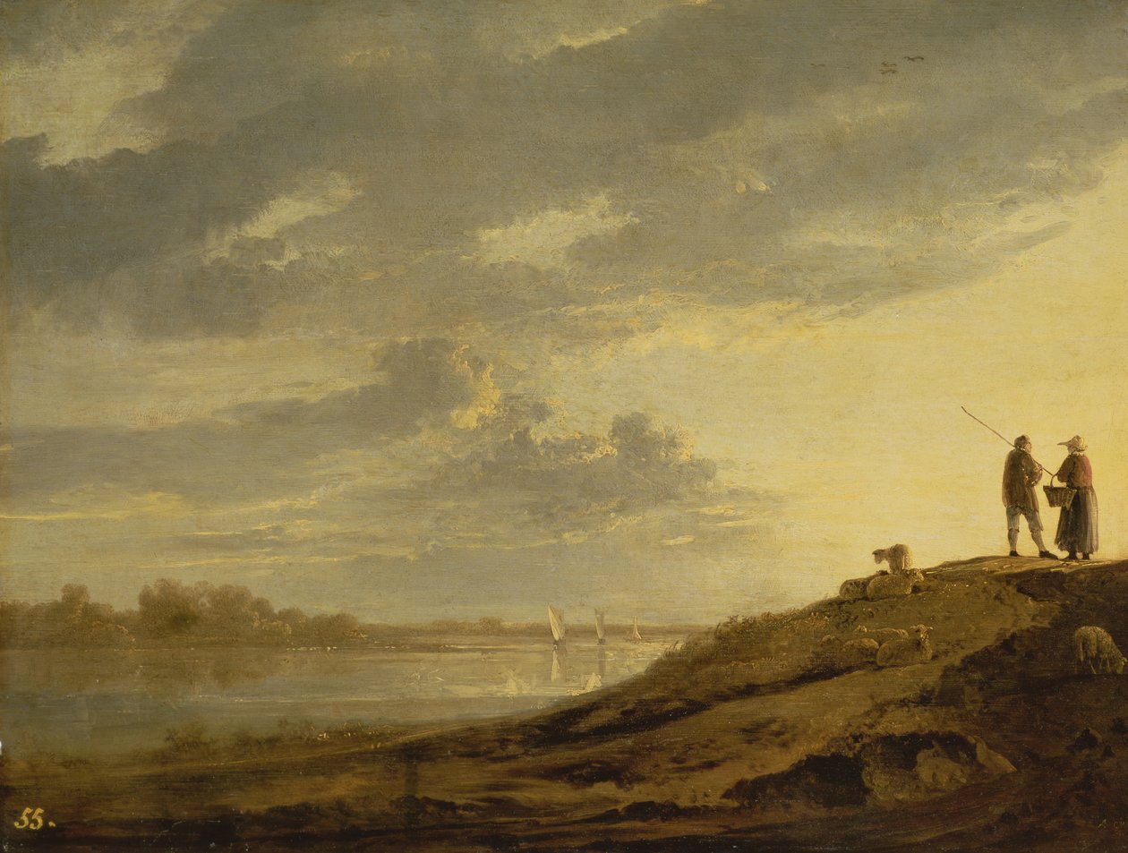 Západ slunce nad řekou, 1650s (panel) od Aelbert Cuyp