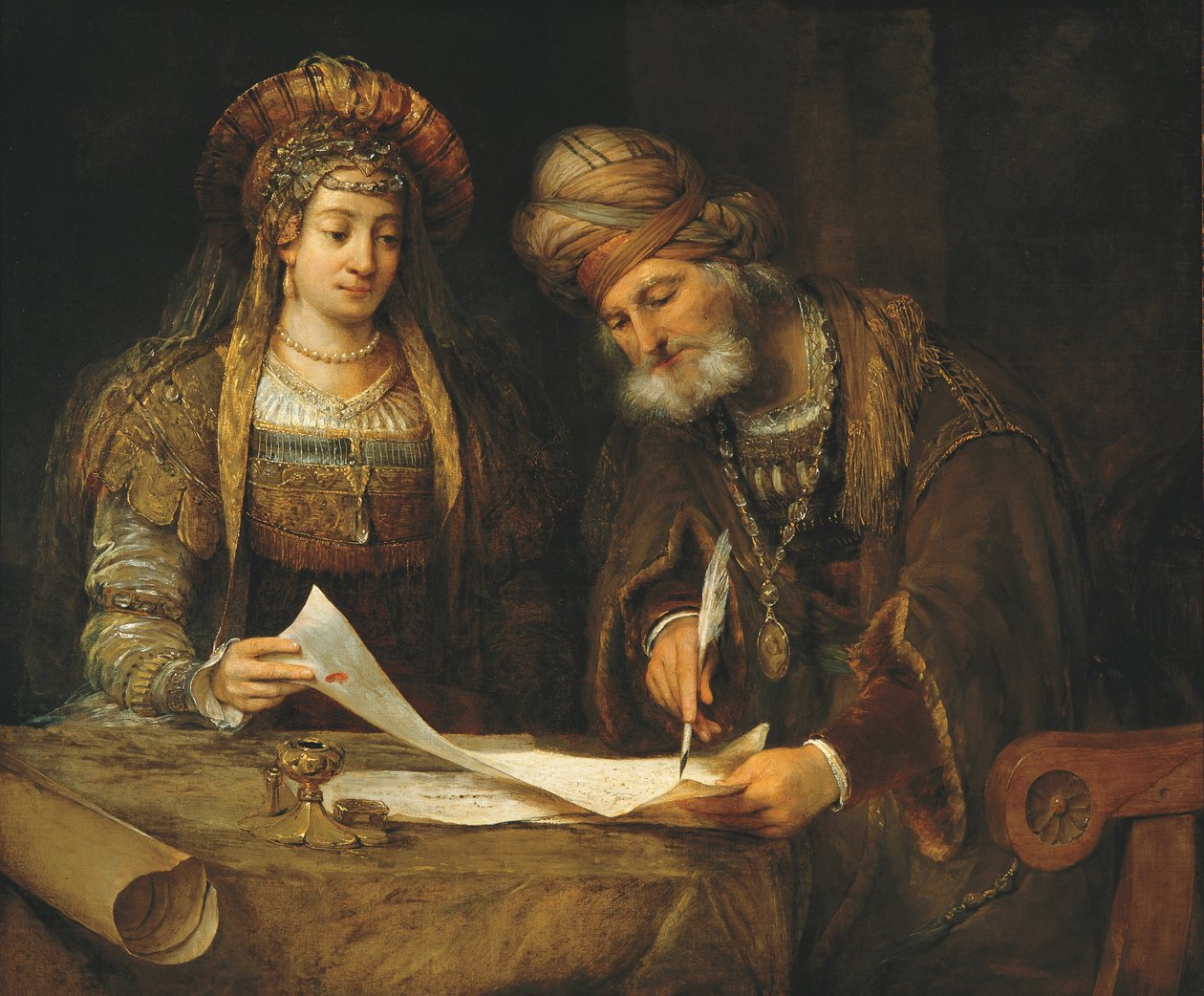 Ester a Mordechai, 1675 od Aernt de Gelder