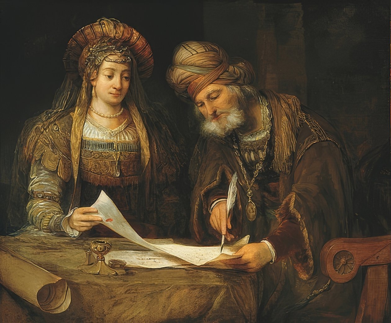 Ester a Mordechai. 1675 od Aernt de Gelder