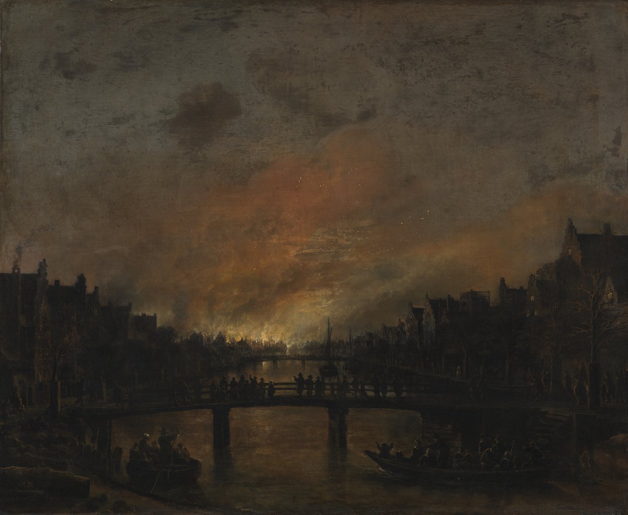 Noční požár v Amsterdamu od Aert van der Neer