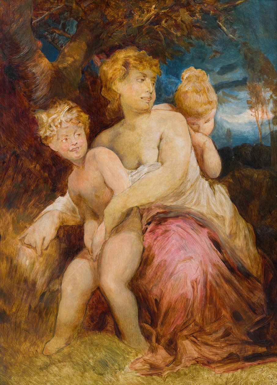 Nymfa s dětmi od After Hans Makart
