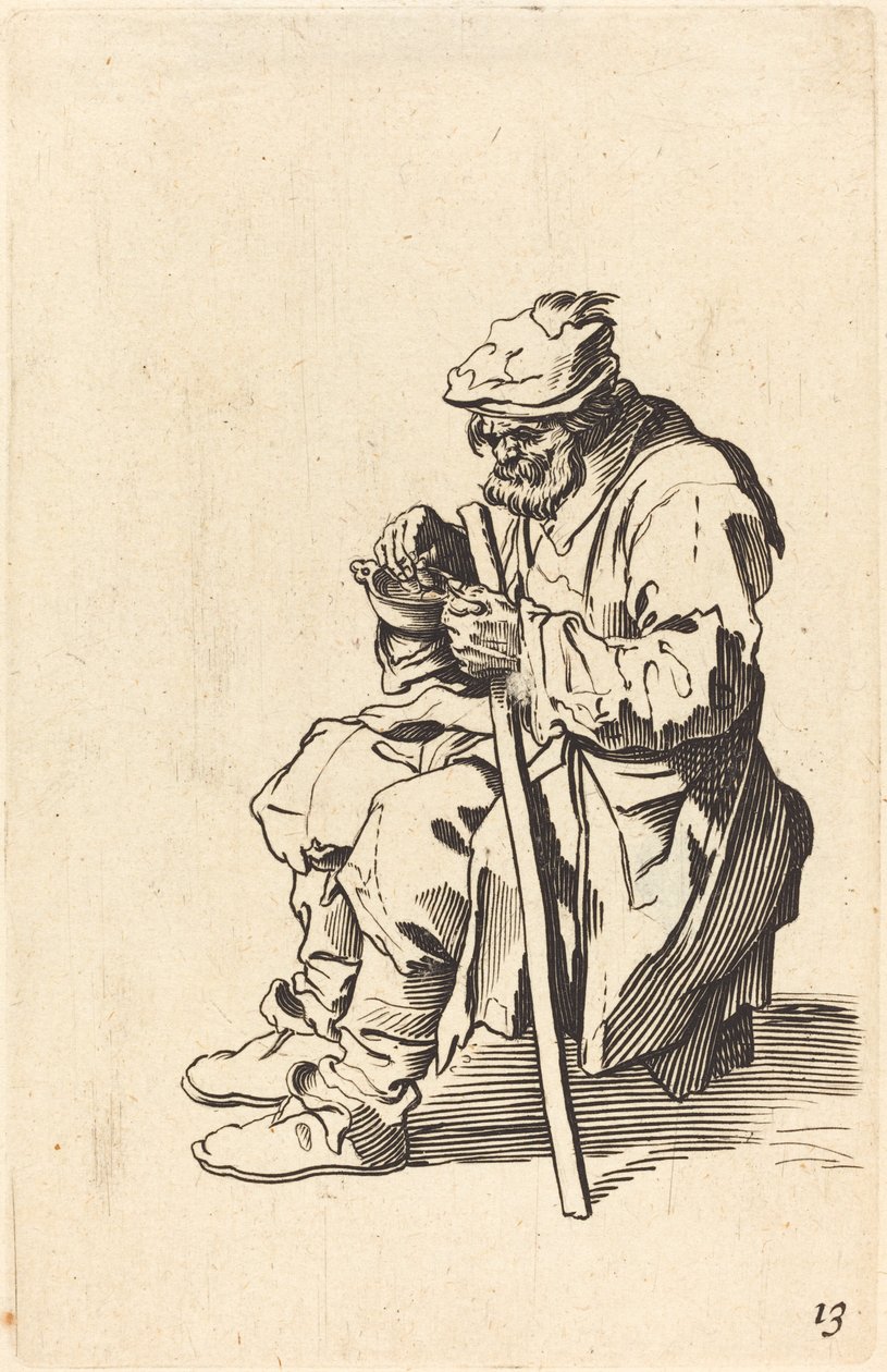 Žebrák jíst od After Jacques Callot