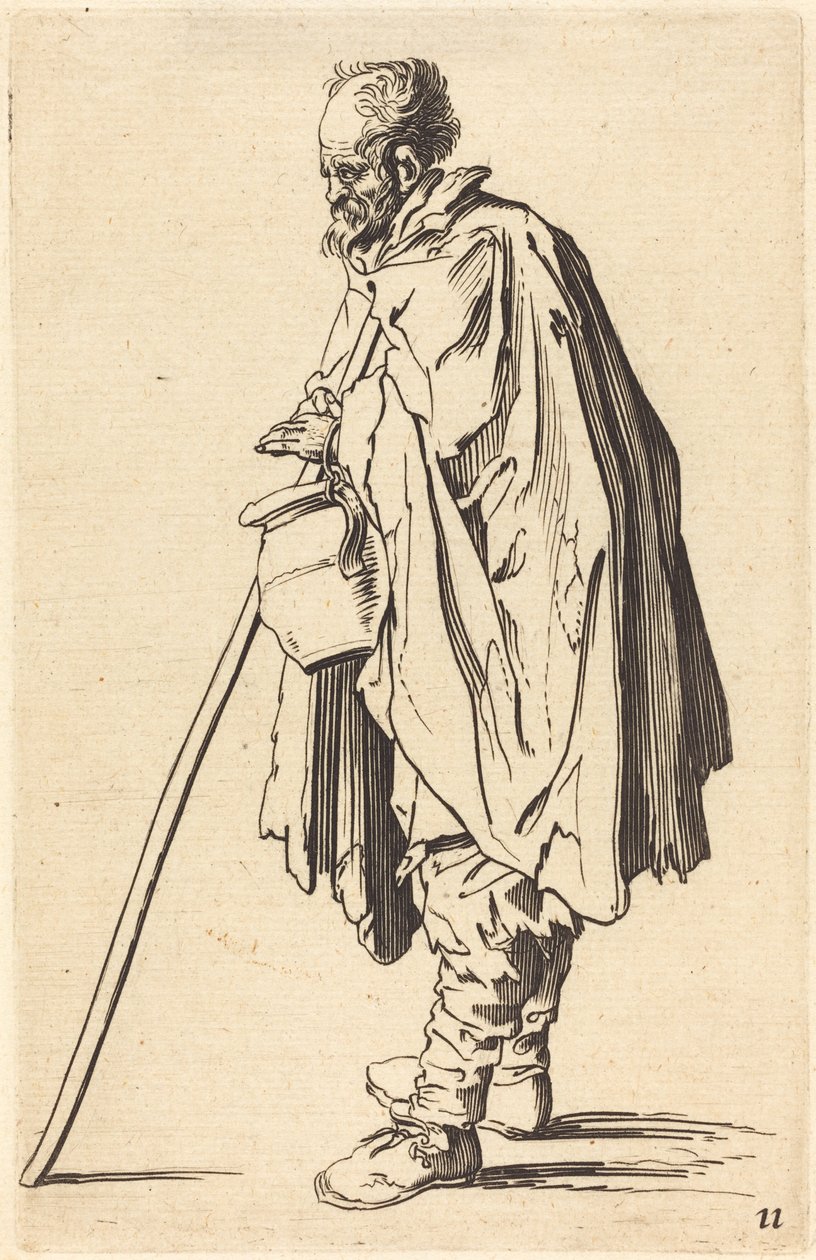 Žebrák s hrncem od After Jacques Callot