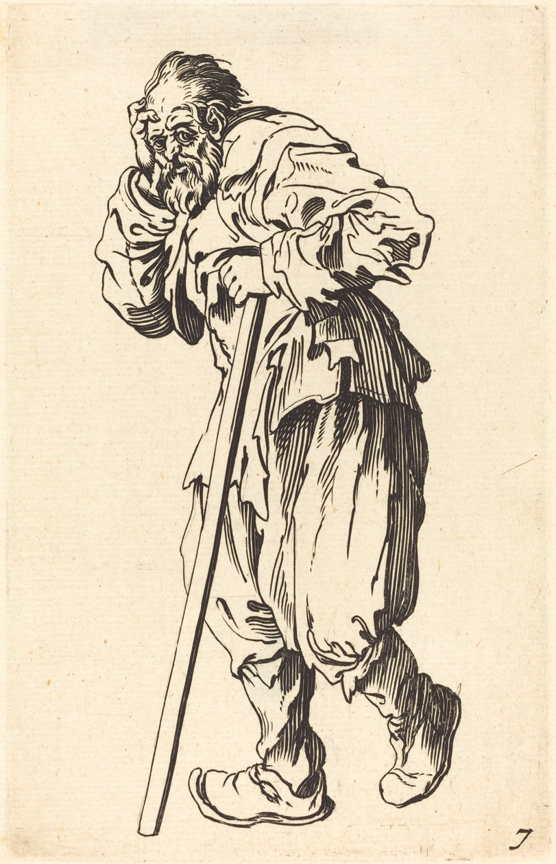Žebrák s holí od After Jacques Callot