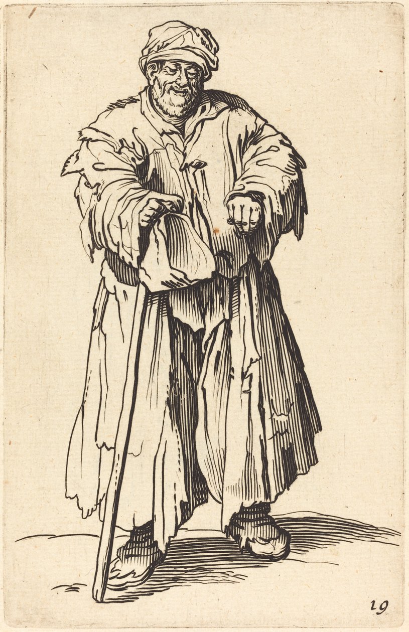 Tlustý žebrák se sklopenýma očima od After Jacques Callot