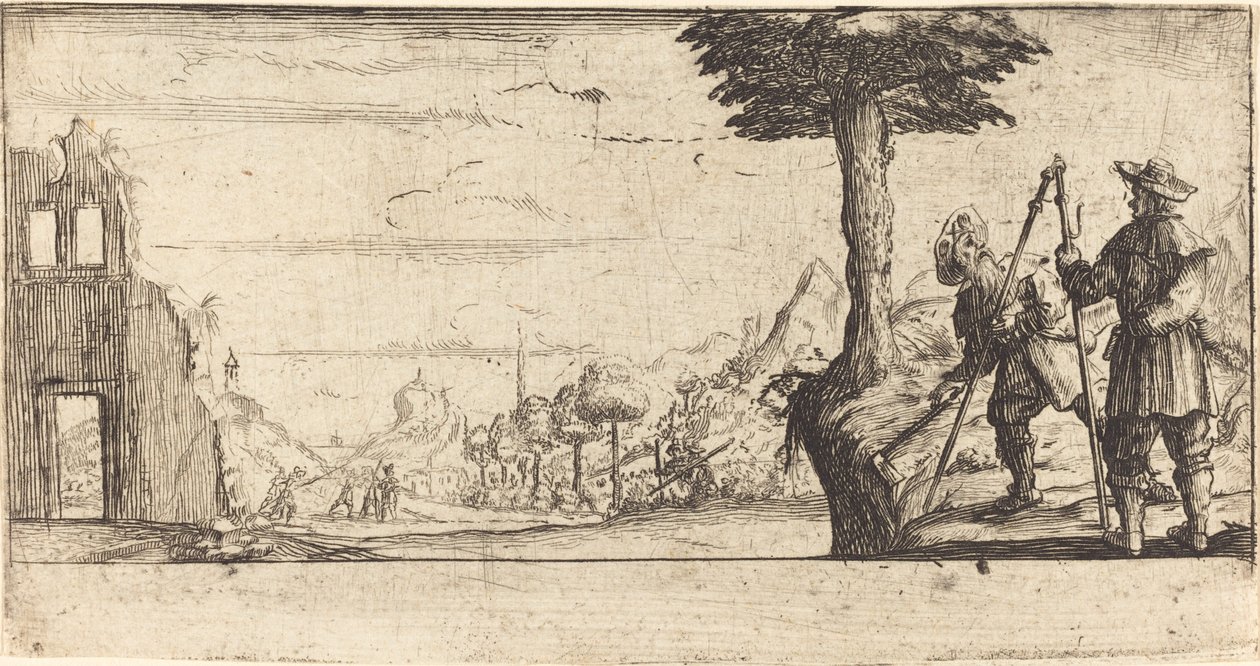 Krajina se dvěma poutníky od After Jacques Callot