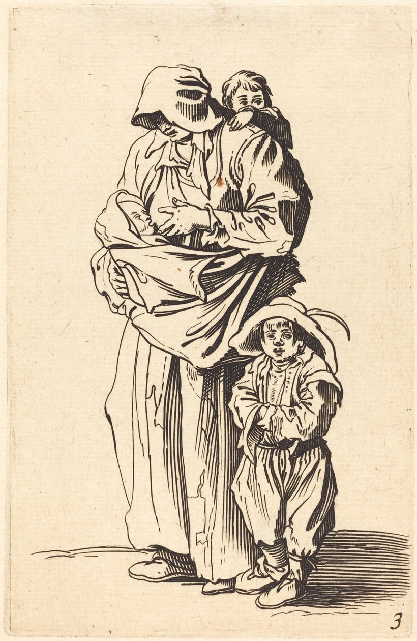 Matka a tři děti od After Jacques Callot