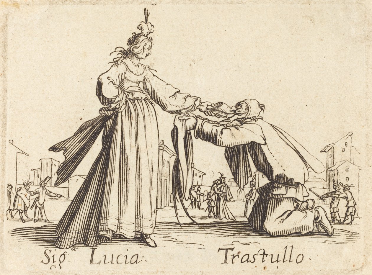 Známky. Lucia a Trastullus od After Jacques Callot