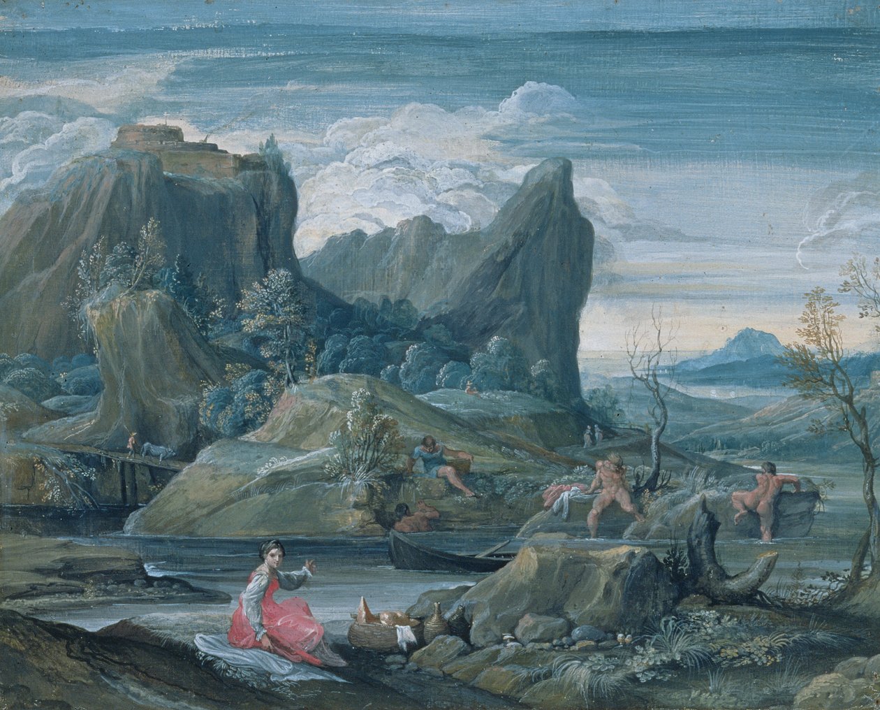 Krajina s koupajícími se od Agostino Carracci