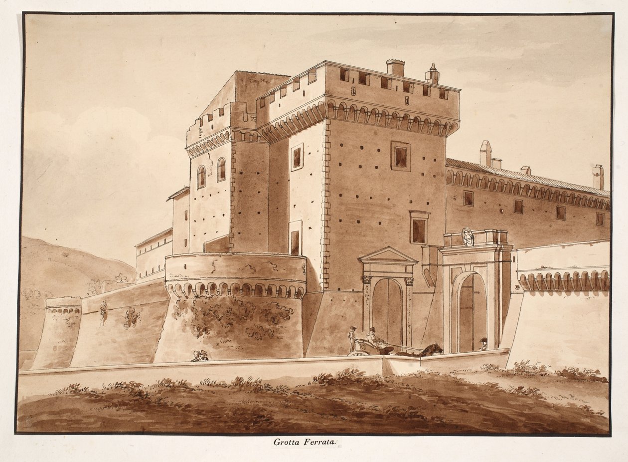 Grotta Ferrata, 1833 (lept s hnědým lavírováním) od Agostino Tofanelli