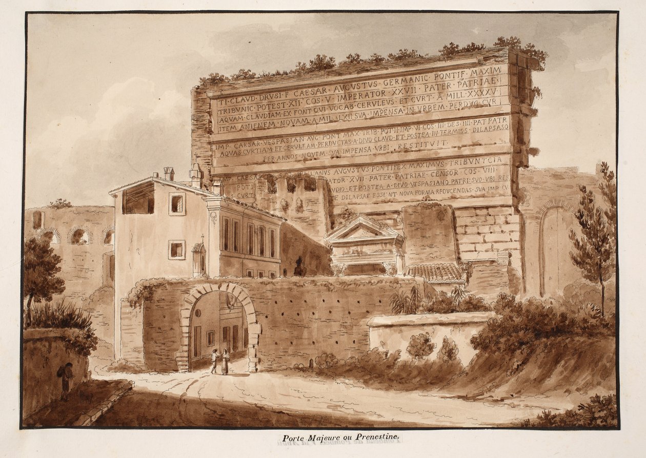 Porta Maggiore nebo Prenestina, 1833 (lept s hnědým lakem) od Agostino Tofanelli