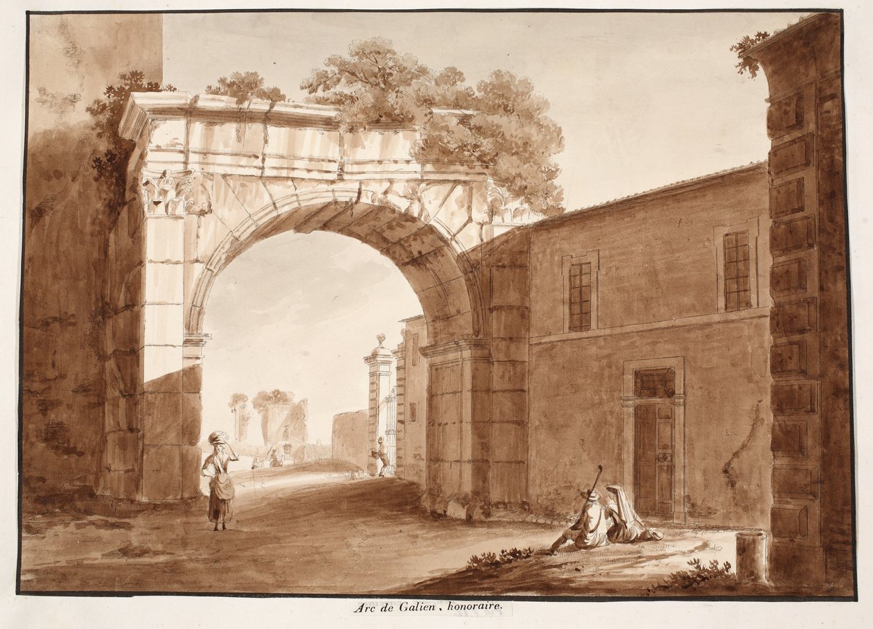 Gallienův oblouk, 1833 (lept s hnědým lakem) od Agostino Tofanelli